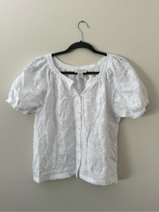 Talbots Tops - Calypso St. Barth White Eyelet Embroidered Cotton Blouse Size M Beachy Coastal